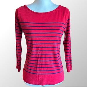 Vineyard Vines Top Women’s Size Medium‎ Red Navy Stripe Boatneck Long Sleeve Tee